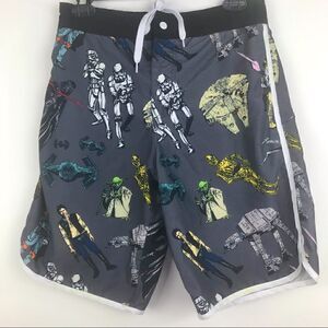 Star Wars Character Graphic Print Swim Trunks